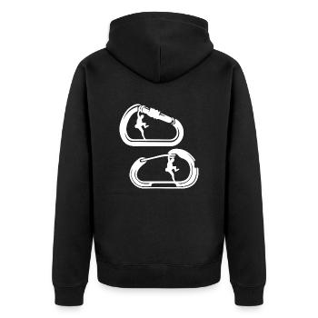 Bouldern Klettern Climbing - Unisex Premium Bio Zip Hoodie - Schwarz - Hinten - Nico (187cm)