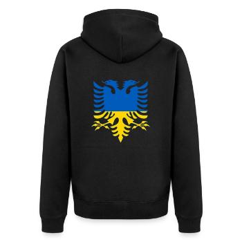 Albanie Ukraine Drapeau - Veste à capuche bio Premium Unisexe - noir - Dos - Nico (187cm)