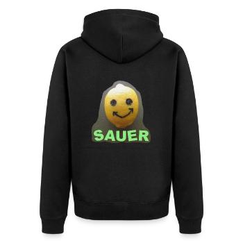 TOMZOFF Sauer - Unisex Premium Bio Zip Hoodie - Schwarz - Hinten - Nico (187cm)