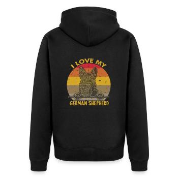 i love my german shepherd - Unisex Premium Organic Zip Hoodie - black - Back - Nico (187cm)