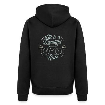 La vie est une belle promenade. Vélo. Bicycle. - Veste à capuche bio Premium Unisexe - noir - Dos - Nico (187cm)