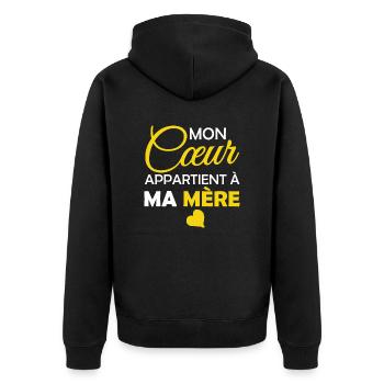 mon cœur appartient à ma mère / j'aime ma mère - Veste à capuche bio Premium Unisexe - noir - Dos - Nico (187cm)