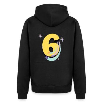 6th birthday (6-year gift) - Unisex Premium Organic Zip Hoodie - black - Back - Nico (187cm)