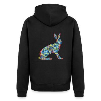 Hase - Unisex Premium Bio Zip Hoodie - Schwarz - Hinten - Nico (187cm)