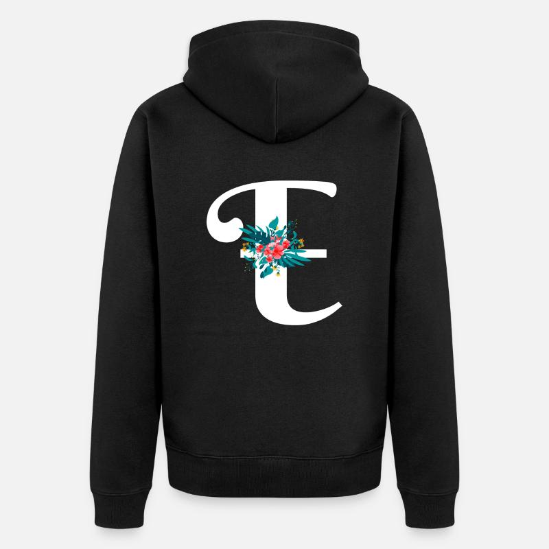 lettre E fleuris - Veste à capuche bio Premium Unisexe - noir