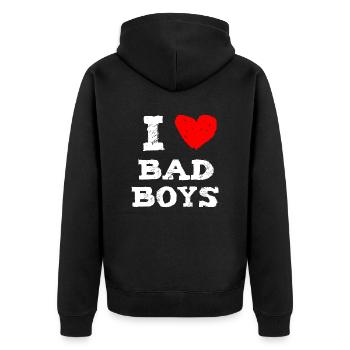 I love bad boys with red heart women - Veste à capuche bio Premium Unisexe - noir - Dos - Nico (187cm)