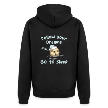 Follow your dreams, go to sleep - humour - Veste à capuche bio Premium Unisexe - noir - Dos - Nico (187cm)