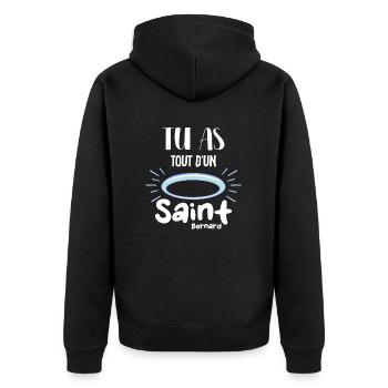 Tu as tout d un saint bernard - humour - Veste à capuche bio Premium Unisexe - noir - Dos - Nico (187cm)