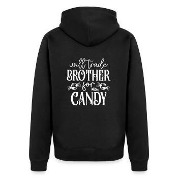 Sie werden Bruder für Süßigkeiten wechseln - Unisex Premium Bio Zip Hoodie - Schwarz - Hinten - Nico (187cm)