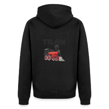 Zug Dampflok Eisenbahn Gleis Modelleisenbahn - Unisex Premium Bio Zip Hoodie - Schwarz - Hinten - Nico (187cm)