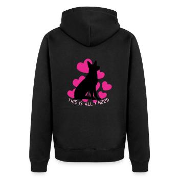 This is all I need - for German Shepherd fans - Unisex Premium Organic Zip Hoodie - black - Back - Nico (187cm)
