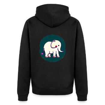 Kleiner Elefant Cartoon niedlich Abenteuer 14 - Unisex Premium Bio Zip Hoodie - Schwarz - Hinten - Nico (187cm)