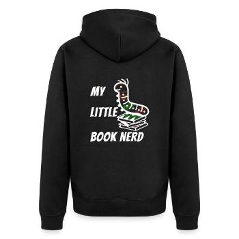Mein kleiner Buch Nerd Süße Raupe - Unisex Premium Bio Zip Hoodie - Schwarz - Hinten - Nico (187cm)
