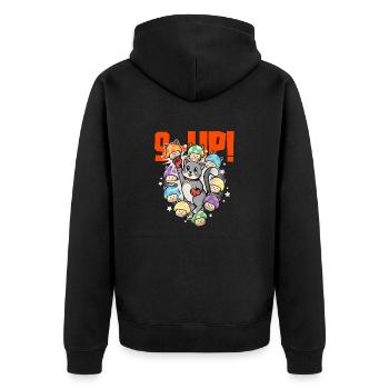 Gaming Gamer 9 Life Cat Level Up Kitten cat funny - Unisex Premium Organic Zip Hoodie - black - Back - Nico (187cm)