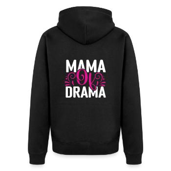 Mama des Dramas - Unisex Premium Bio Zip Hoodie - Schwarz - Hinten - Nico (187cm)