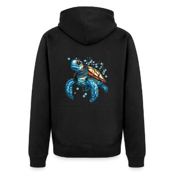 Turtle is made up of pixels - Unisex Premium Organic Zip Hoodie - black - Back - Nico (187cm)
