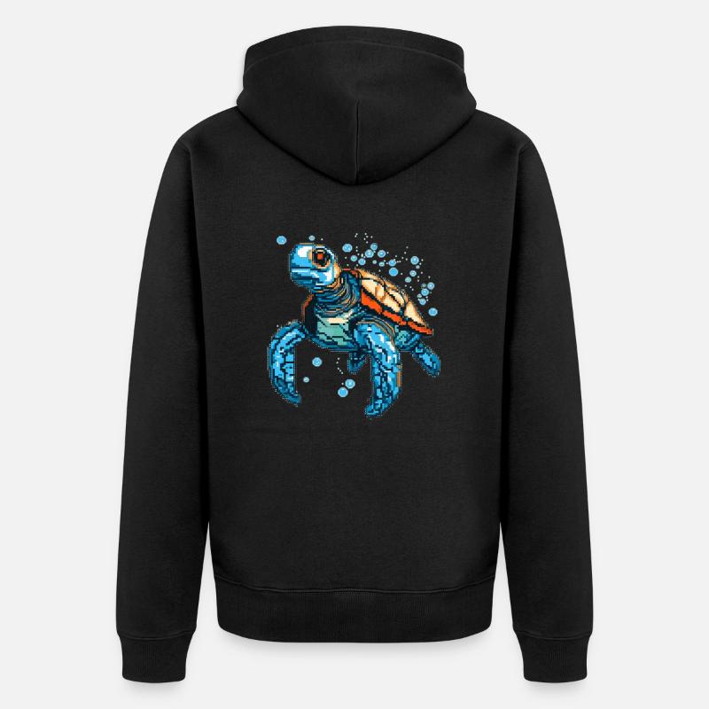 Turtle est composé de pixels - Veste à capuche bio Premium Unisexe - noir