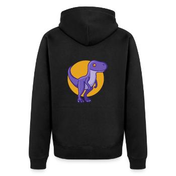 Süßer Velociraptor, Dino, Dinosaurier - Unisex Premium Bio Zip Hoodie - Schwarz - Hinten - Nico (187cm)