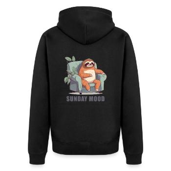 Sunday mood - Unisex Premium Organic Zip Hoodie - black - Back - Nico (187cm)