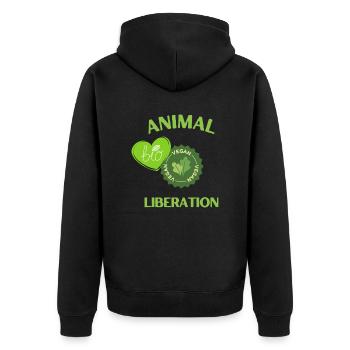 Vegan bio, Libération animale - Veste à capuche bio Premium Unisexe - noir - Dos - Nico (187cm)