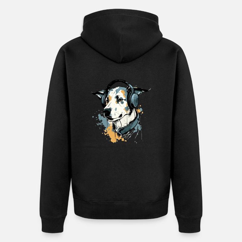 Jay le chien audiophile - Veste à capuche bio Premium Unisexe - noir