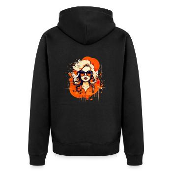 Retro Beauty: Blondie with sunglasses - Unisex Premium Organic Zip Hoodie - black - Back - Nico (187cm)