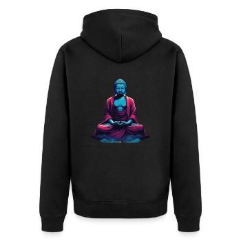 Bouddha bleu dans la méditation contemplation dualité - Veste à capuche bio Premium Unisexe - noir - Dos - Nico (187cm)