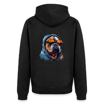 Urban Bulldog: Streetwise Bulldog Vibes - Veste à capuche bio Premium Unisexe - noir - Dos - Nico (187cm)