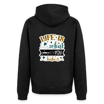 La vie est ce que vous faites cuire - Veste à capuche bio Premium Unisexe - noir - Dos - Nico (187cm)