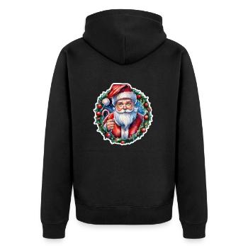 Weihnachtsmann - Traditionell und Aquarell - Unisex Premium Bio Zip Hoodie - Schwarz - Hinten - Nico (187cm)