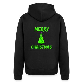 merry christmas - Unisex Premium Bio Zip Hoodie - Schwarz - Hinten - Nico (187cm)
