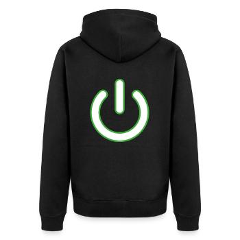 green powebutton - Unisex Premium Organic Zip Hoodie - black - Back - Nico (187cm)