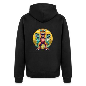 Screaming dinosaurs - Unisex Premium Organic Zip Hoodie - black - Back - Nico (187cm)