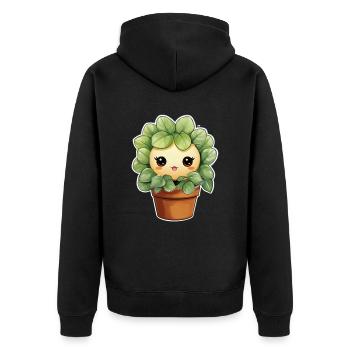 Cute Plant - Unisex Premium Organic Zip Hoodie - black - Back - Nico (187cm)