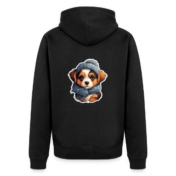 Bernese Mountain Dog puppy in winter - Unisex Premium Organic Zip Hoodie - black - Back - Nico (187cm)