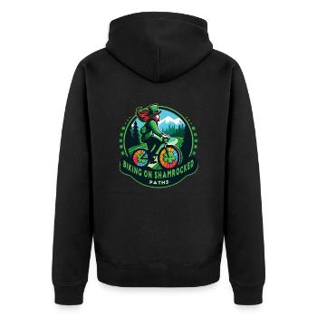 Faire du vélo sur les sentiers dévalés de la Saint-Patrick 24 - Veste à capuche bio Premium Unisexe - noir - Dos - Nico (187cm)