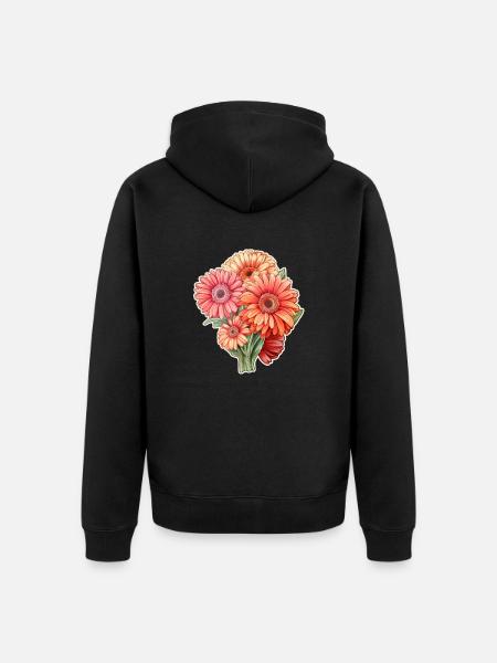 Gerbera Daisies 4 Flowers - Unisex Premium Organic Zip Hoodie - black