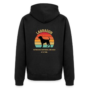 Labrador Retro Sunset - Unisex Premium Organic Zip Hoodie - black - Back - Nico (187cm)
