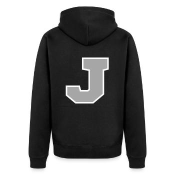 Letter j sport - Unisex Premium Organic Zip Hoodie - black - Back - Nico (187cm)