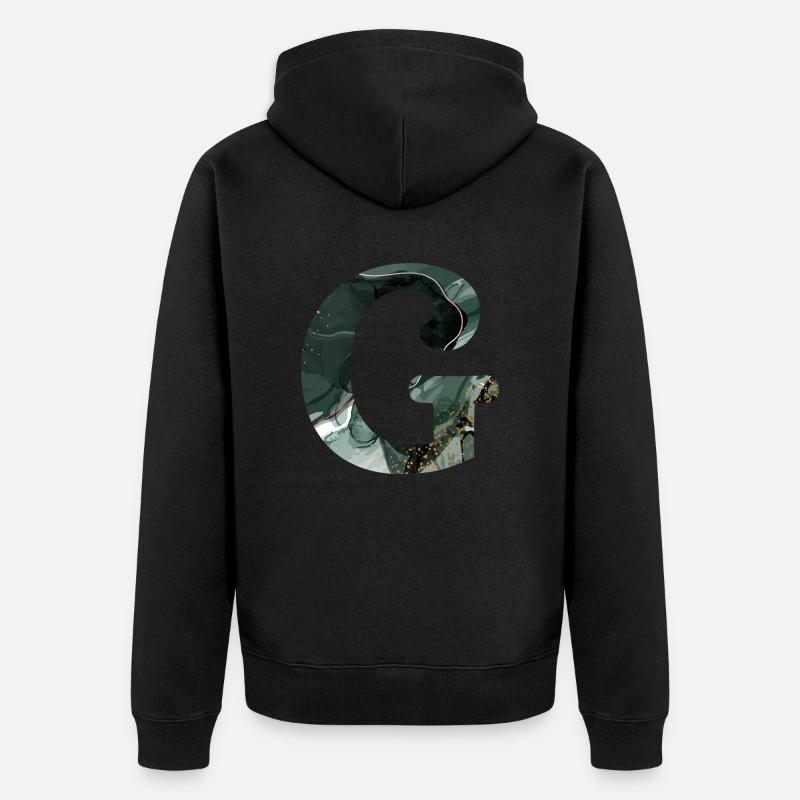 Lettre g marbré vert - Veste à capuche bio Premium Unisexe - noir