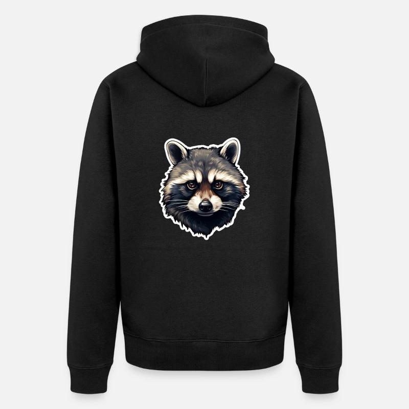 Waschbärkopf - Unisex Premium Bio Zip Hoodie - Schwarz