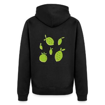 zitrone orangen limette - Unisex Premium Bio Zip Hoodie - Schwarz - Hinten - Nico (187cm)