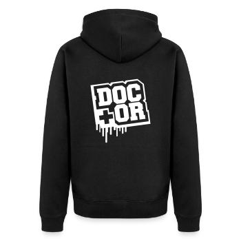 Médecin Hôpital Clinique Médicale Travailleur Texte Logo - Veste à capuche bio Premium Unisexe - noir - Dos - Nico (187cm)