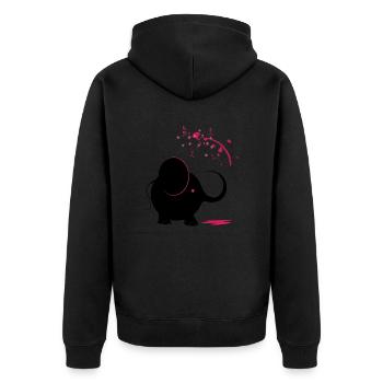 Schwarzer Elefant mit rosa Farbe - Unisex Premium Bio Zip Hoodie - Schwarz - Hinten - Nico (187cm)