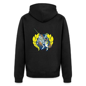 Ritter2 - Unisex Premium Bio Zip Hoodie - Schwarz - Hinten - Nico (187cm)