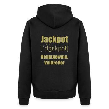 jackpot - Unisex Premium Organic Zip Hoodie - black - Back - Nico (187cm)