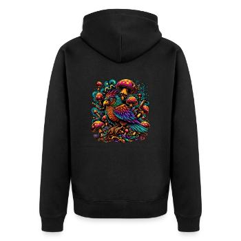 Psychedelic Parrot Paradise - Unisex Premium Organic Zip Hoodie - black - Back - Nico (187cm)