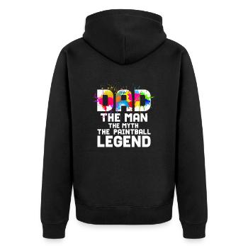 Dad The Man The Myth The Paintball Legend Paintbal - Unisex Premium Bio Zip Hoodie - Schwarz - Hinten - Nico (187cm)