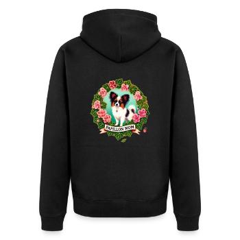 Papillon Mama - Unisex Premium Bio Zip Hoodie - Schwarz - Hinten - Nico (187cm)