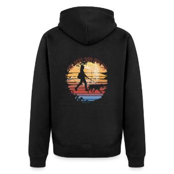 Der beste Hundeausführer - Unisex Premium Bio Zip Hoodie - Schwarz - Hinten - Nico (187cm)